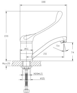 Смеситель для кухни Haiba HB4554-2 с хирургической ручкой хром